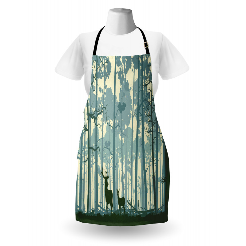 Animals in Foggy Forest Apron