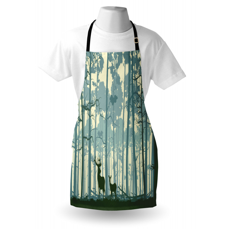 Animals in Foggy Forest Apron