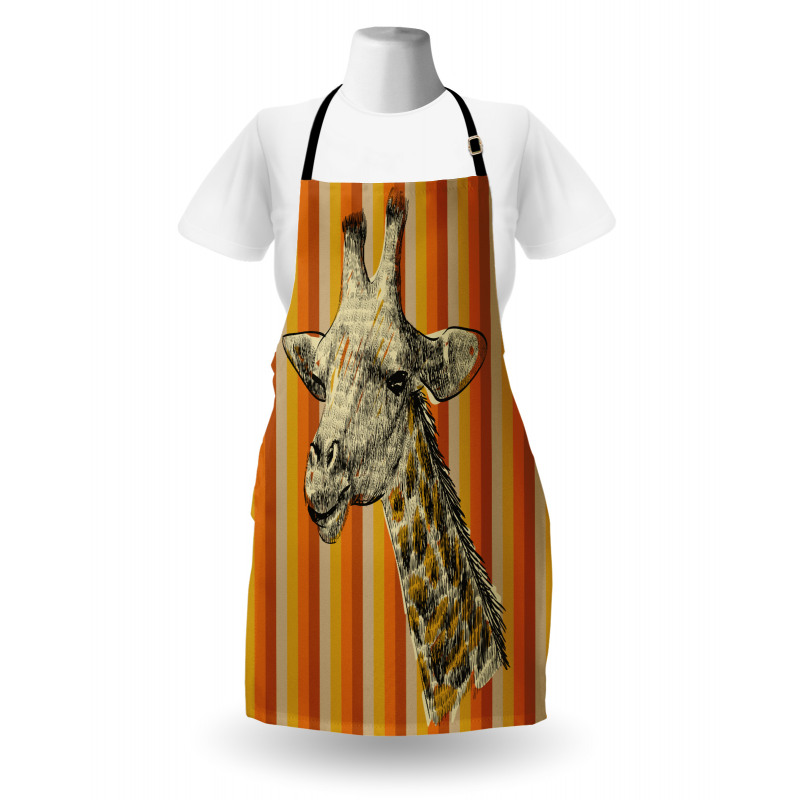 Hayvan Deseni Mutfak Önlüğü Zürafa Başı Portreli