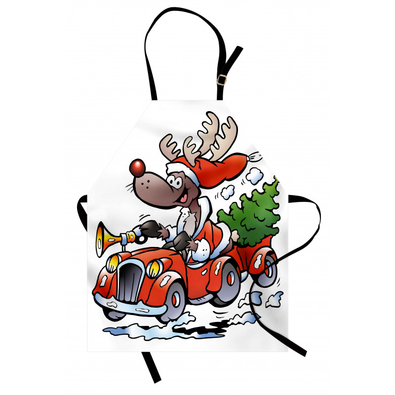 Reindeer in Red Car Apron