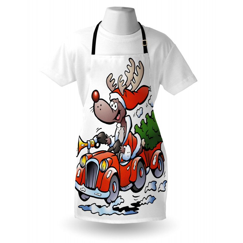 Reindeer in Red Car Apron