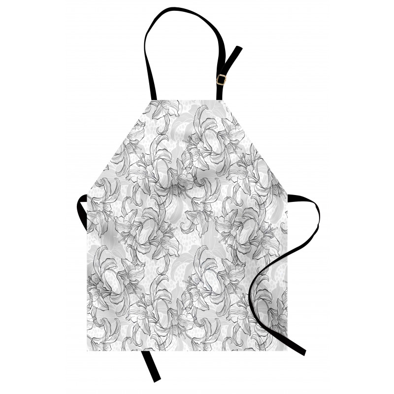 Vintage Greyscale Flowers Apron