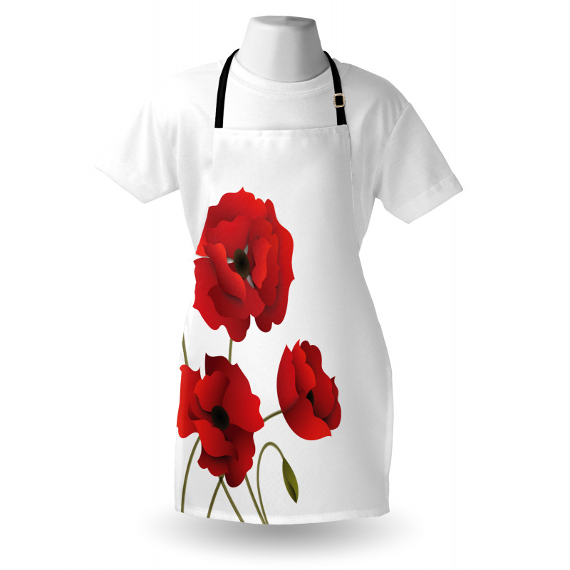 Çiçekli Mutfak Önlüğü Kırmızı Çiçek Desenli Görsel