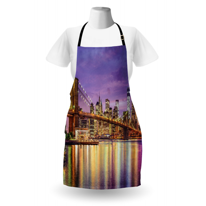 Ülkeler ve Şehirler Mutfak Önlüğü Amerika Brooklyn Köprüsü Temalı