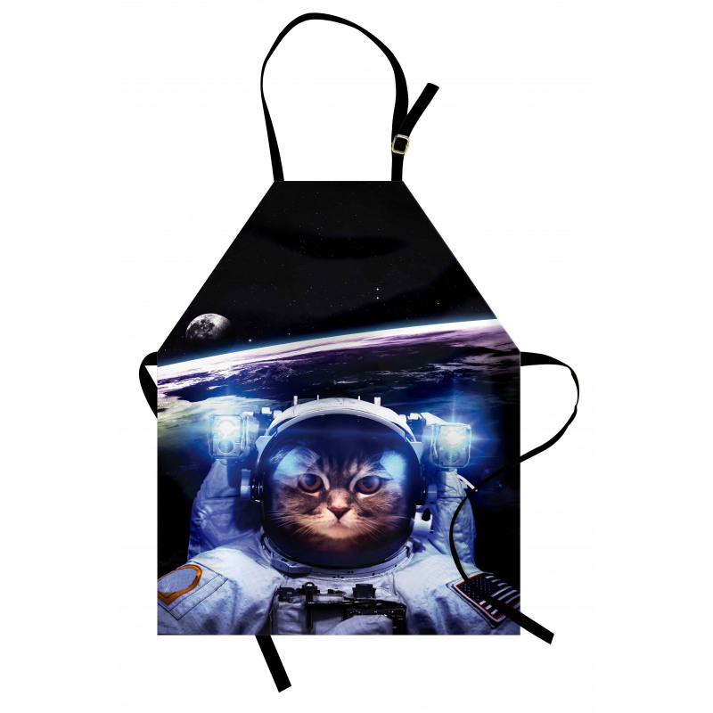 Uzay Mutfak Önlüğü Astronot Kedi Temalı