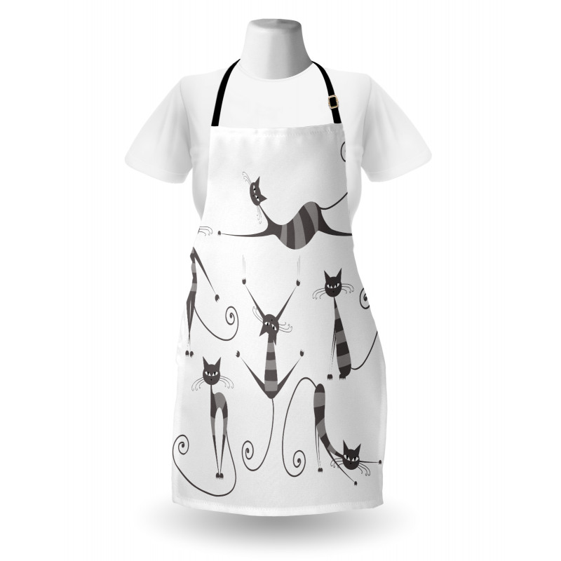 Funny Skinny Striped Cat Apron