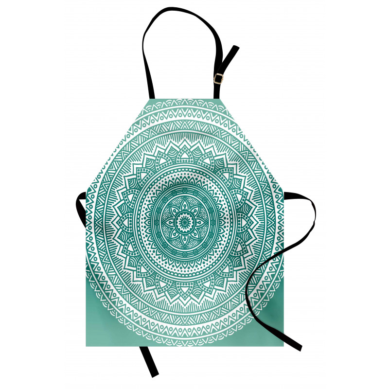 Mandala Mutfak Önlüğü Simetrik Folk Çiçeği Desenli