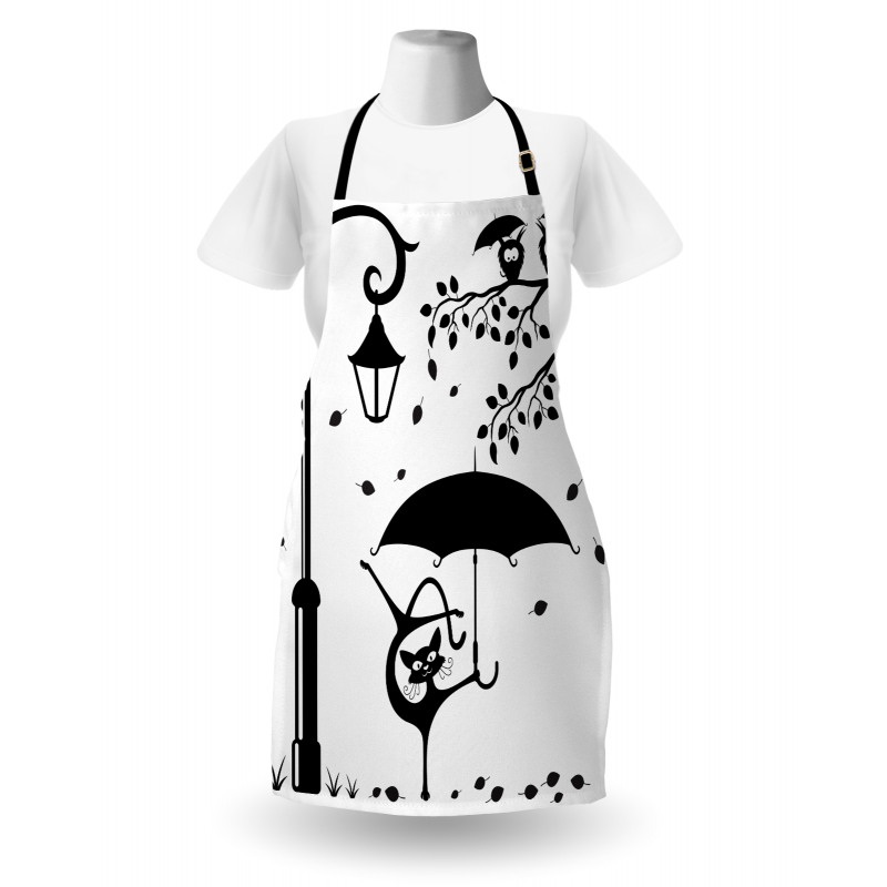 Funny Kitty with Umbrella Apron