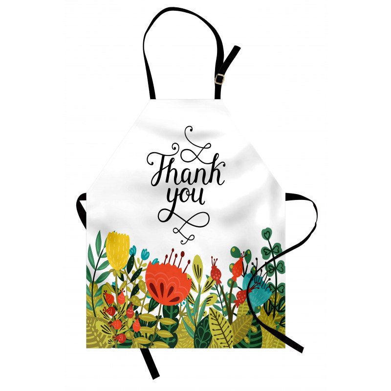 İngilizce Yazı Mutfak Önlüğü Şık Çiçek Desenli