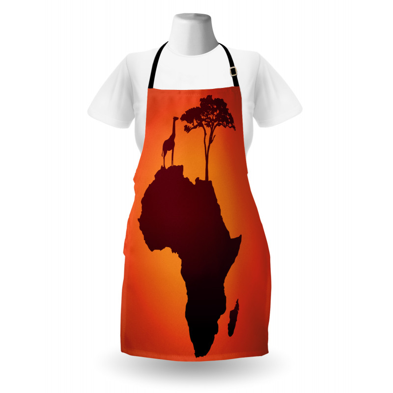 Haritalar Mutfak Önlüğü Afrika Zürafa ve Ağaç