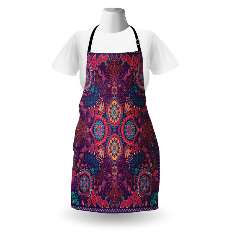 Modern Paisley Dot Leaf Apron