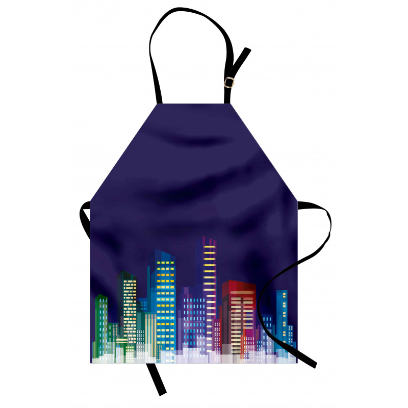 City at Night Cartoon Apron