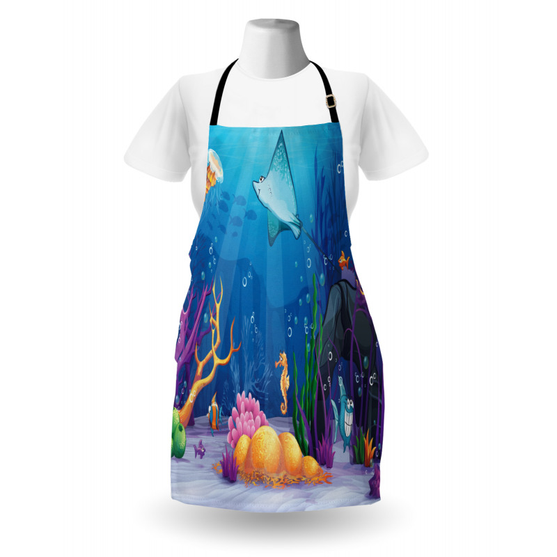 Marine Life Fish Moss Apron