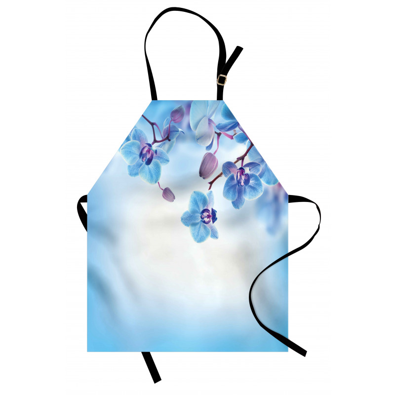 Soyut Mutfak Önlüğü Açık Mavi Şık Çiçekler