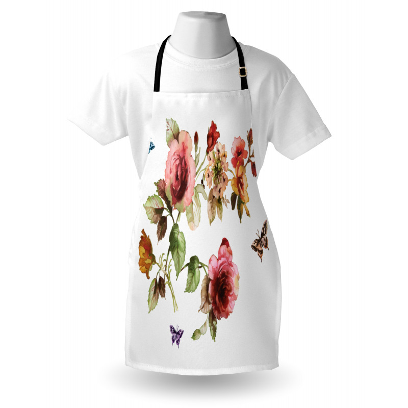 Shabby Plant Roses Buds Apron