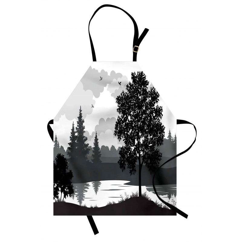 Trees Birds Cloudy Sky Apron