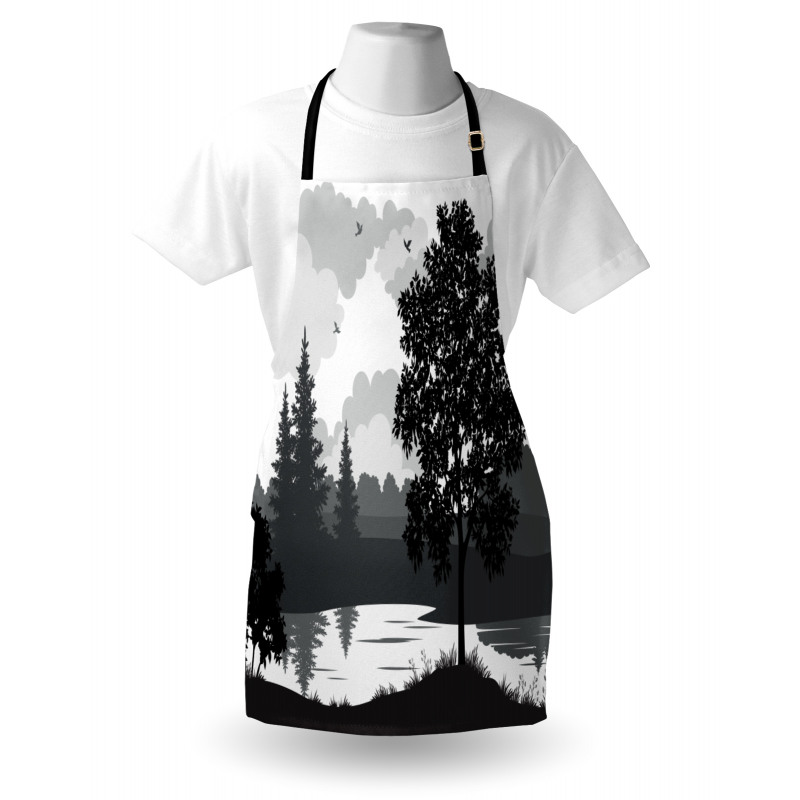 Trees Birds Cloudy Sky Apron