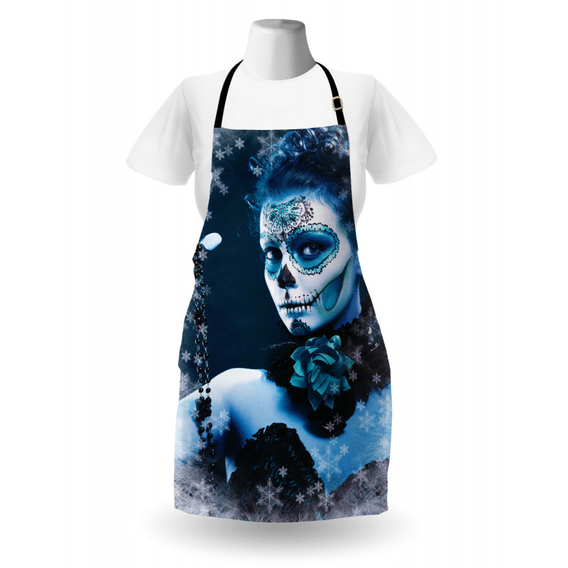 Gotik Mutfak Önlüğü Mavi Gotik Kız Desenli