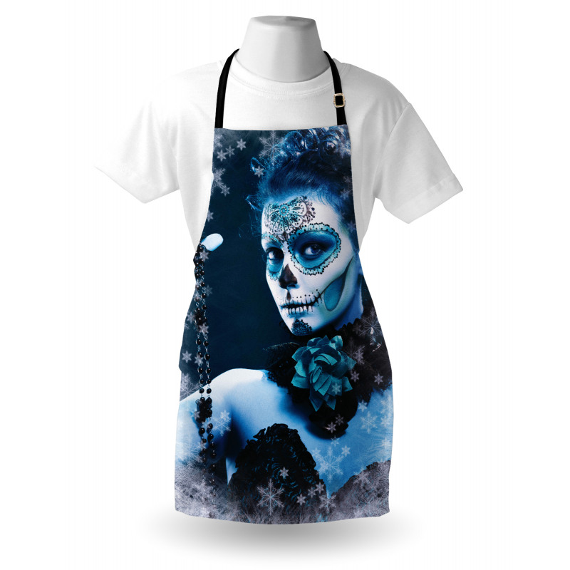 Gotik Mutfak Önlüğü Mavi Gotik Kız Desenli
