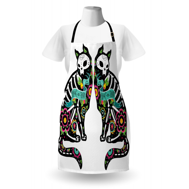 Skeleton Cats Skull Apron