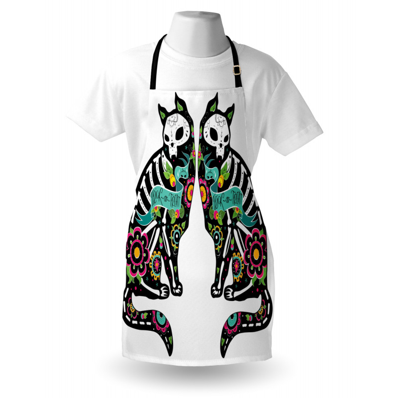 Skeleton Cats Skull Apron