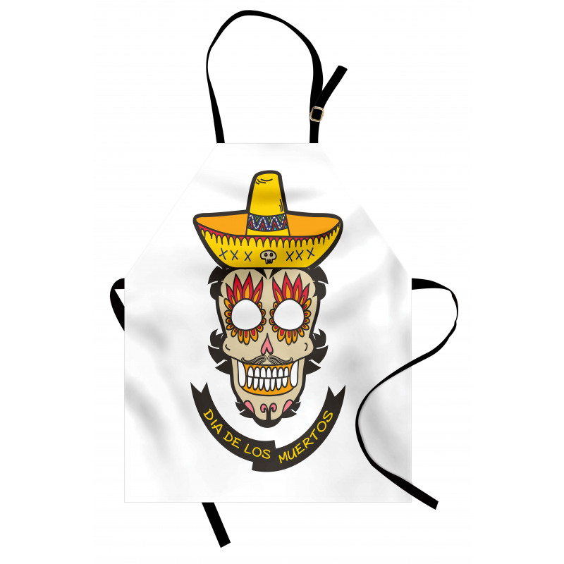 Meksika Mutfak Önlüğü Sarı Şapkalı Kuru Kafa