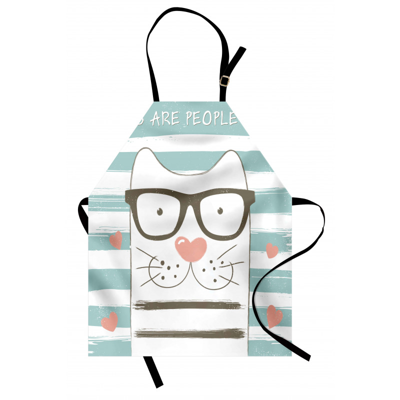 Hipster Cartoon Cat Art Apron