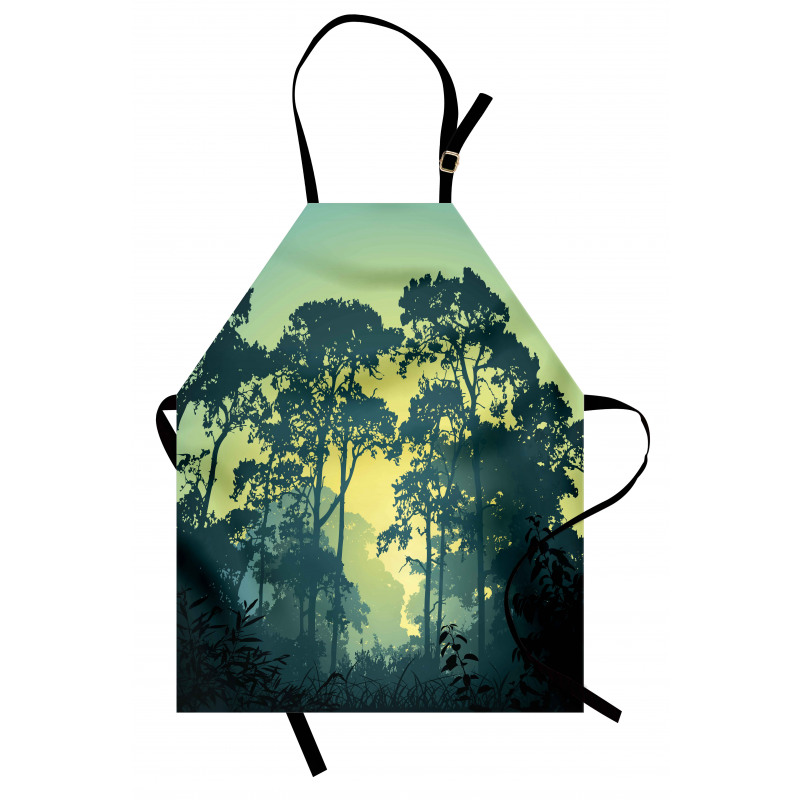 Mist Forest Trees Scene Apron