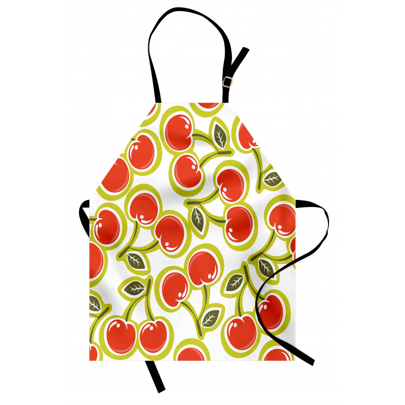 Cherry and Leaves Pattern Apron