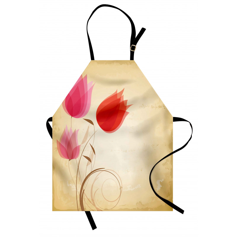 Hazy Red Flowers Nature Apron