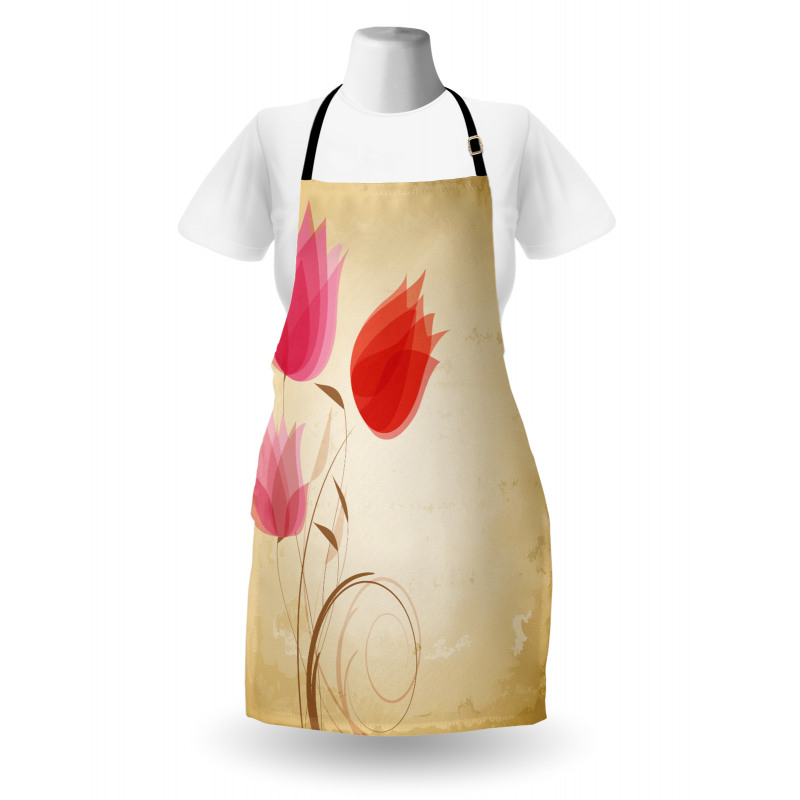 Hazy Red Flowers Nature Apron