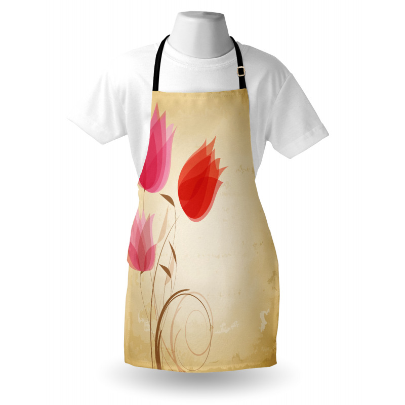 Hazy Red Flowers Nature Apron