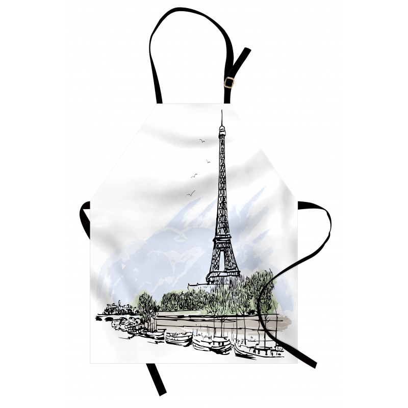 Eiffel Tower Birds Trees Apron