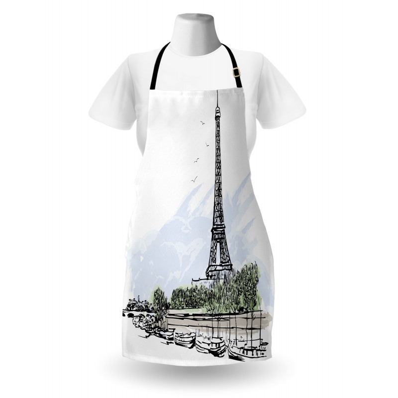 Eiffel Tower Birds Trees Apron