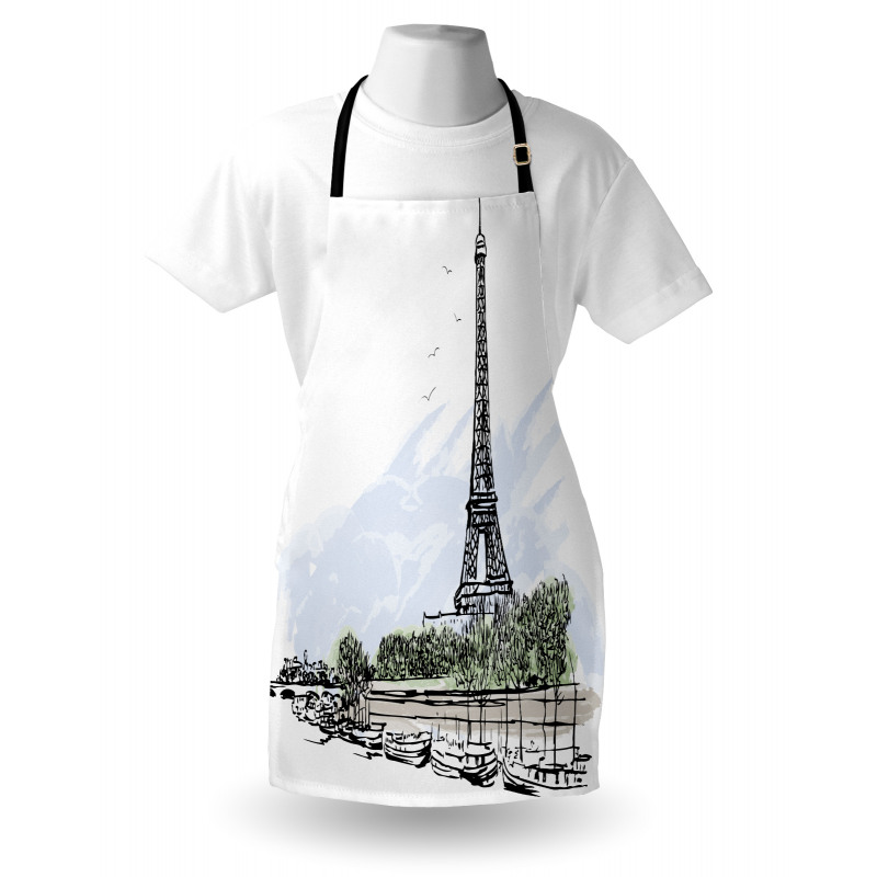 Eiffel Tower Birds Trees Apron