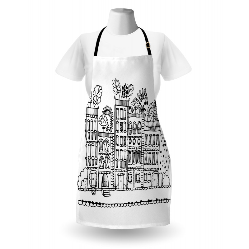 Sketchy Cartoon House Apron