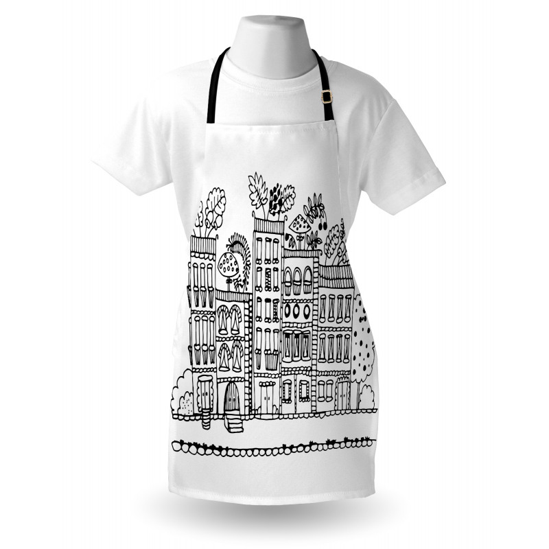 Sketchy Cartoon House Apron