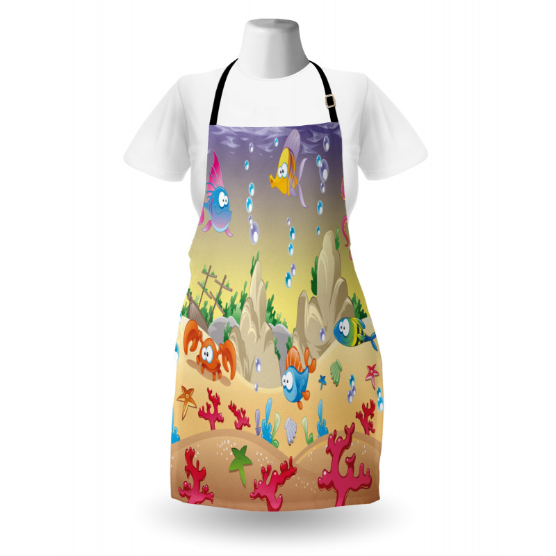 Çocuklar için Mutfak Önlüğü Rengarenk Balık Desenli