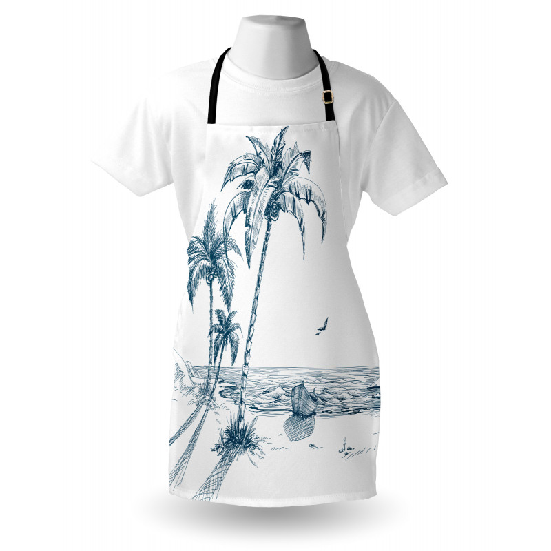 Palm Tree Boat Sketch Apron