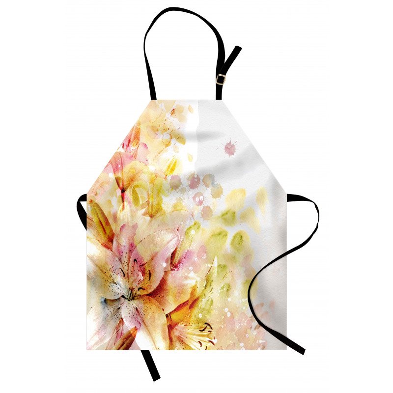 Çiçekli Mutfak Önlüğü Stilize Lilyum Çiçeği
