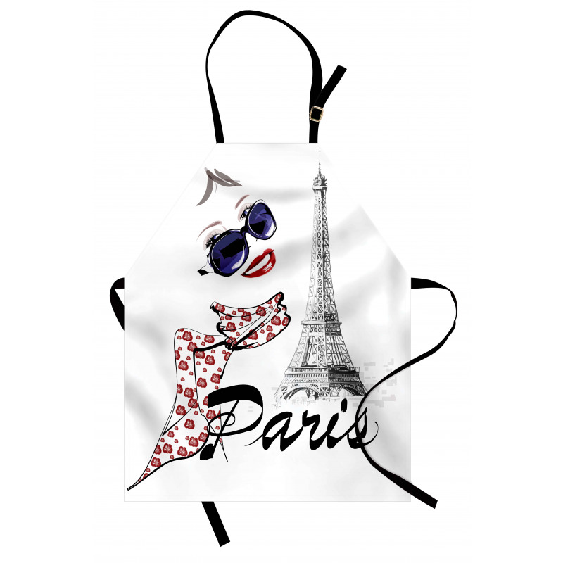 Paris Mutfak Önlüğü Eyfel ve Fularlı Kız