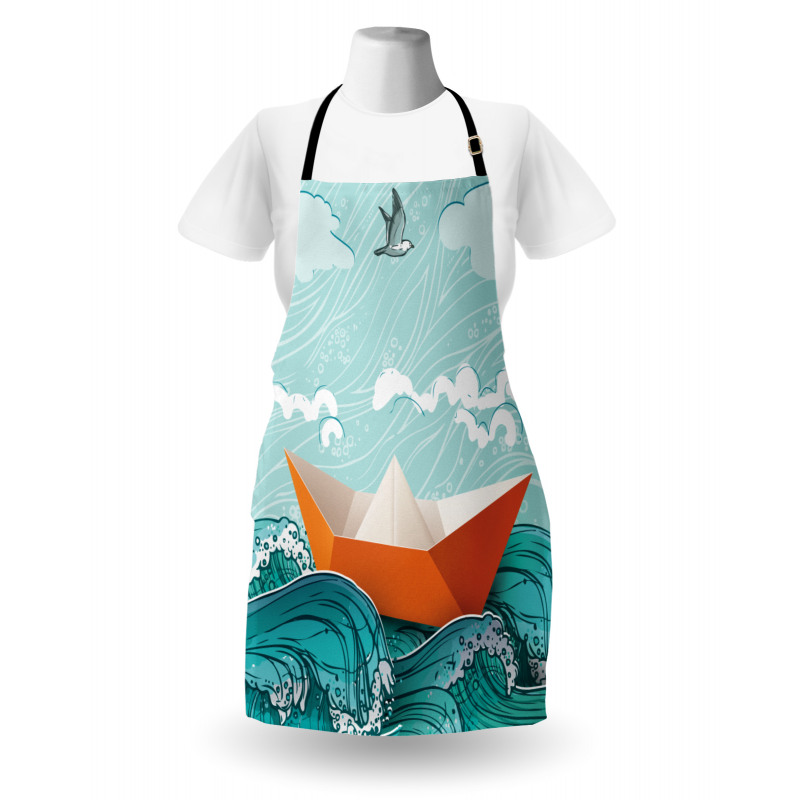 Navy Sealife with Waves Apron