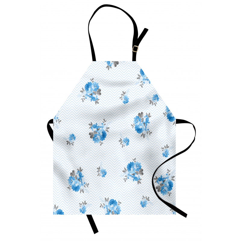 Blue Color Romantic Flower Apron