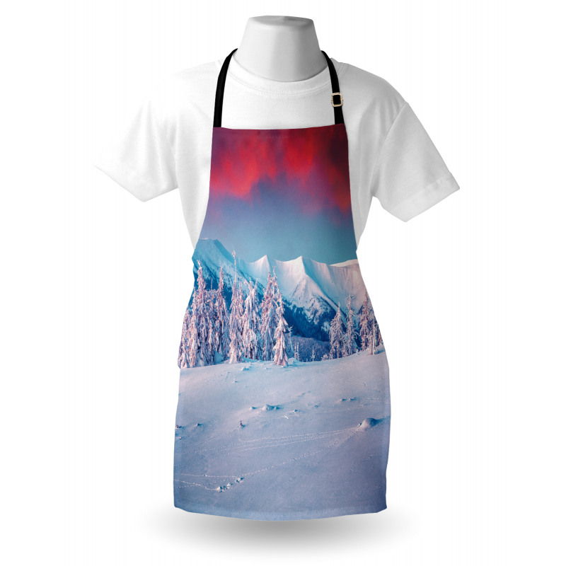 Sunset Snowy Winter Apron