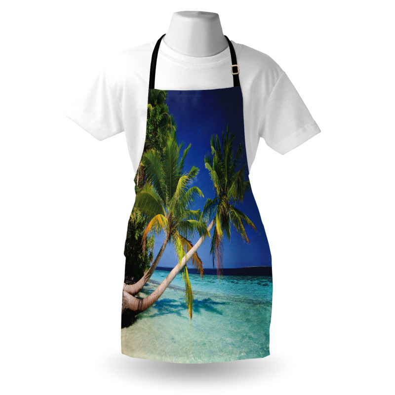 Tropikal Mutfak Önlüğü Denize Uzayan Palmiye