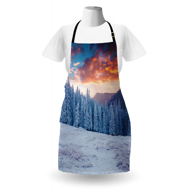 Winter Snowy Forest Sky Apron