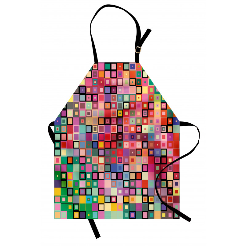 Geometrik Mutfak Önlüğü Rengarenk Kareler Desenli