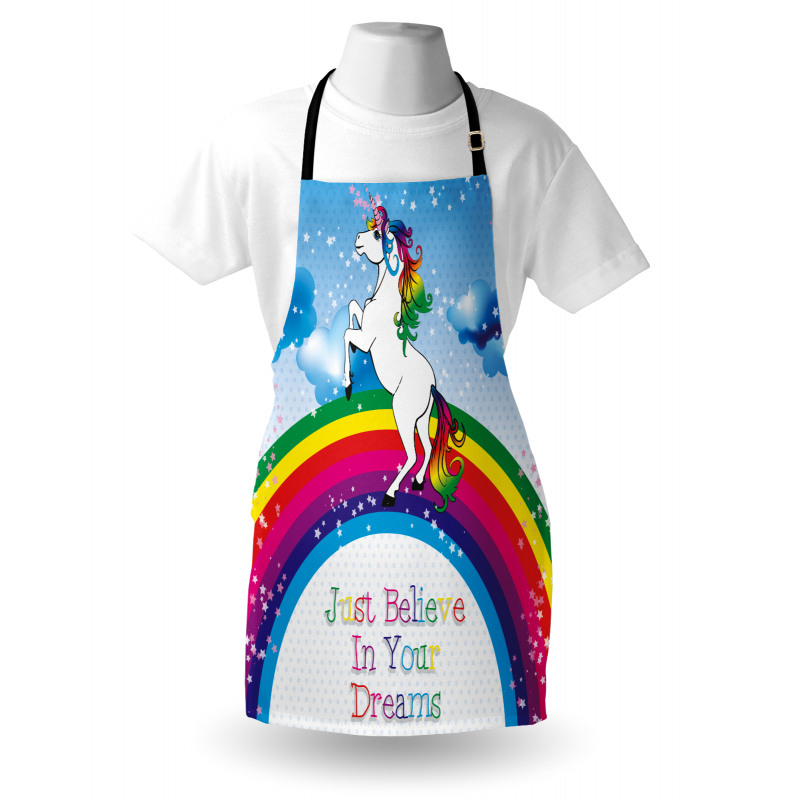 Rengarenk Mutfak Önlüğü Gökkuşağı ve Unicorn
