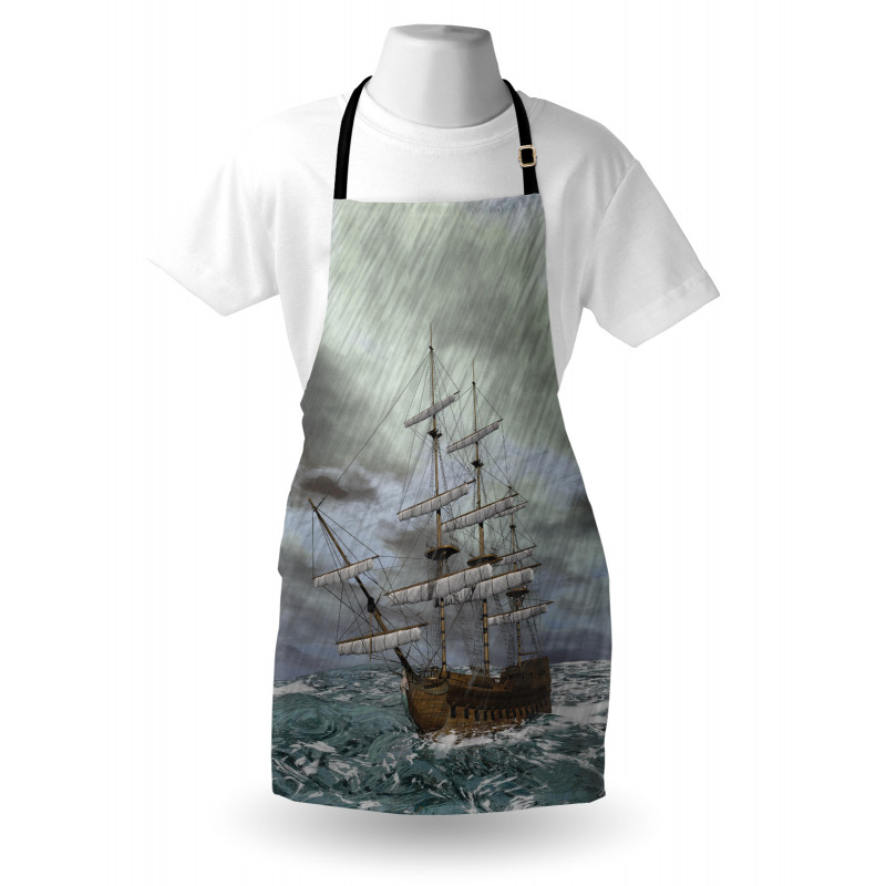 Ocean in Wave Rainy Storm Apron