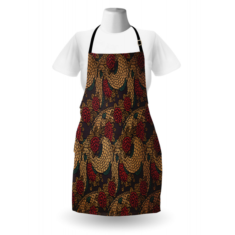 Traditional Roses Dragon Apron